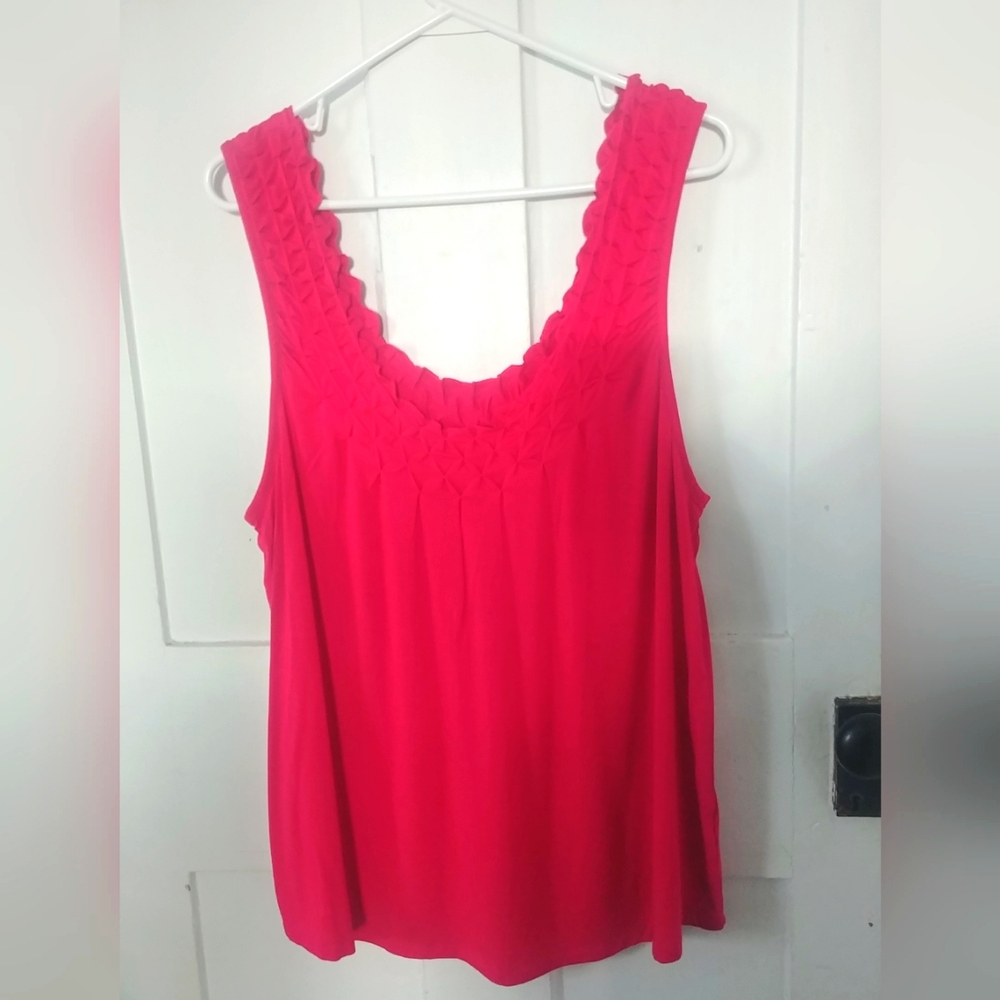 2/$25 Women's Maurices Ruffled Tank Top Fushia Pink Size XL